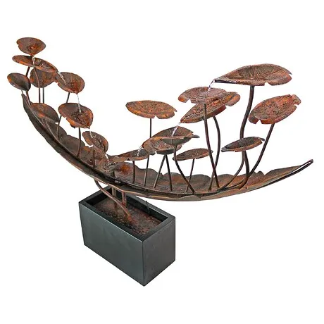 Grande Asian Botanical Cascading Metal Fountain