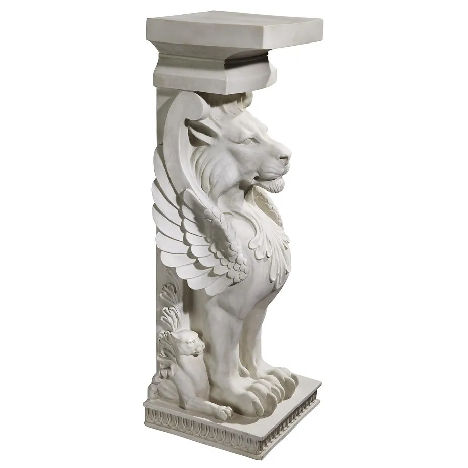 Trapezophoron Sculptural Winged Lion Pedestal: Each