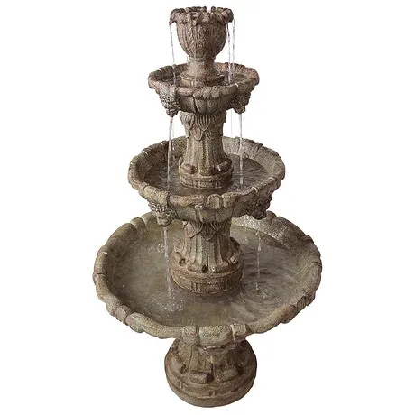 Medici Lion Four-Tier Fountain: Brown Stone Finish