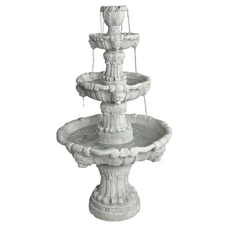 Medici Lion Four-Tier Fountain: Antique Stone Finish
