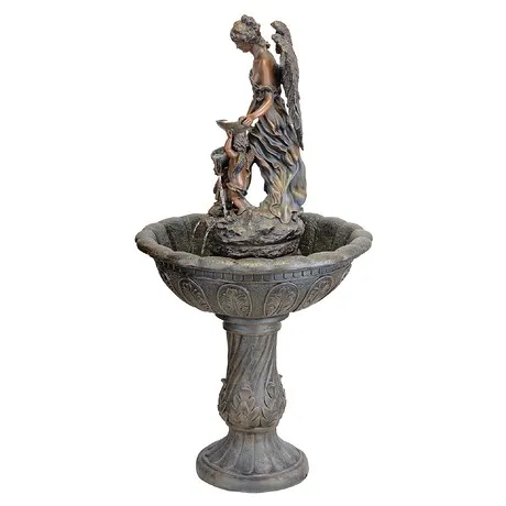 Heavenly Moments Angel Sculptural Fountain: Green Bronze Finish