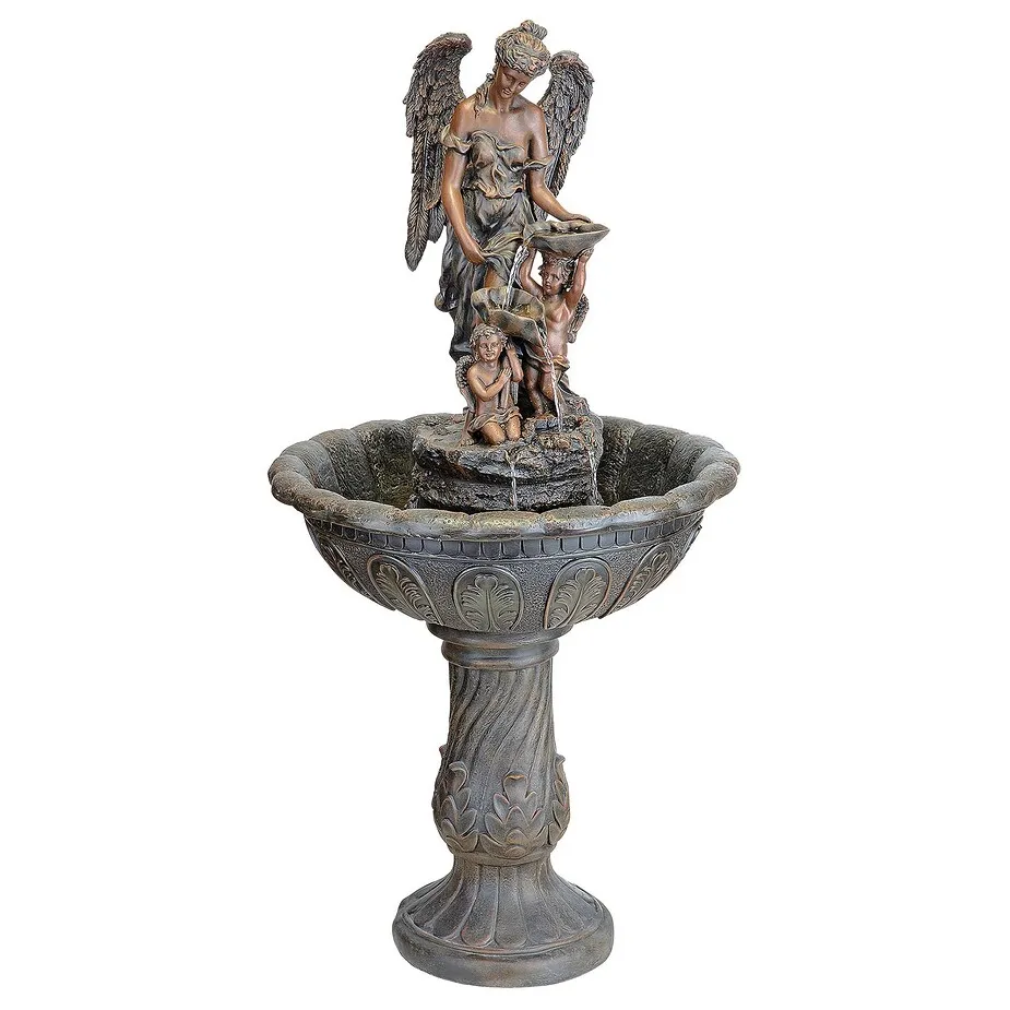 Heavenly Moments Angel Sculptural Fountain: Green Bronze Finish