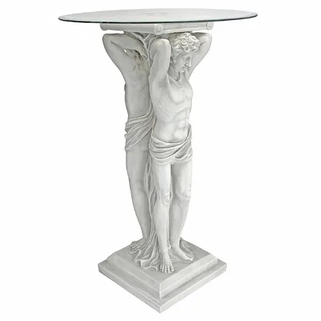 Hermitage Atlantes Glass-Topped Pedestal Table