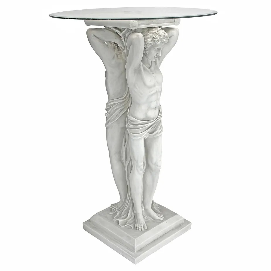 Hermitage Atlantes Glass-Topped Pedestal Table