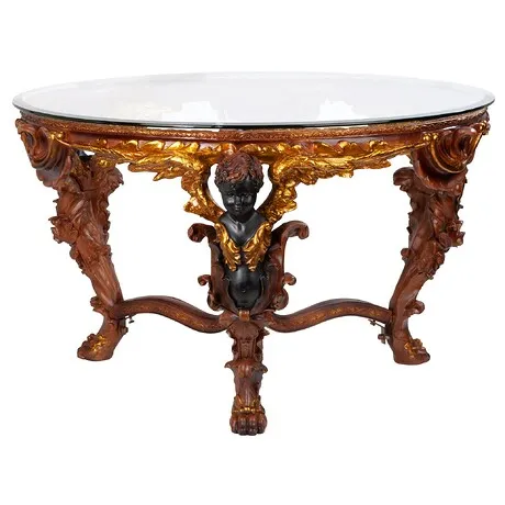 Louis XIV Glass-Topped Cocktail Table