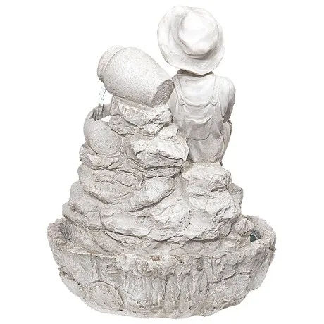 Little Fisherman at the Fishin' Hole Sculptural Tabletop Fountain