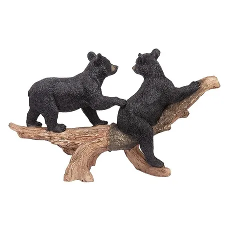 Mischievous Woodland Black Bear Cubs Statue