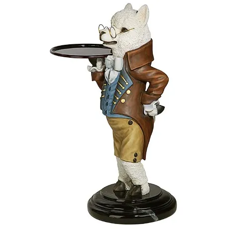 Alfred the Alpaca Butler at Your Service Sculptural Pedestal Table
