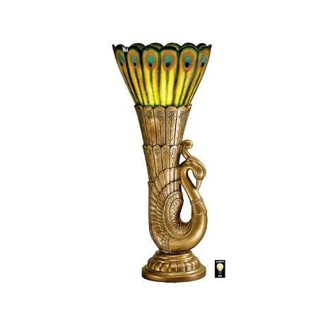 Art Deco Peacock Sculptural Table Lamp: Each