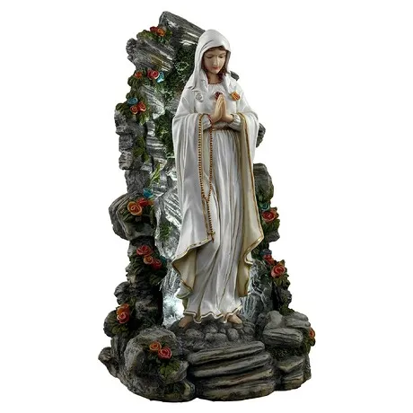 Blessed Virgin Mary Illuminated Garden Grotto Statue