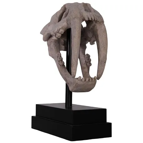 Saber-Toothed Tiger Skull Fossil Statue