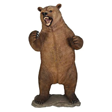 Growling Grizzly Brown Bear Life-Size Statue