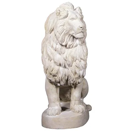 Stately Chateau Lion Sentinel Garden Statue: Right