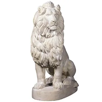 Stately Chateau Lion Sentinel Garden Statue: Right