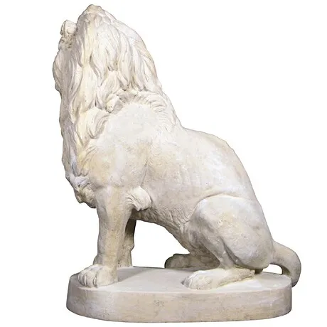 Stately Chateau Lion Sentinel Garden Statue: Left