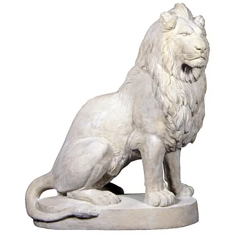 Stately Chateau Lion Sentinel Garden Statue: Left