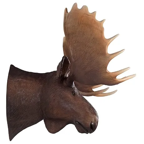 North American Majestic Moose Trophy Head Wall Sculpture