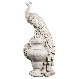 Staverden Castle Peacock on an Urn Garden Statue: Giant