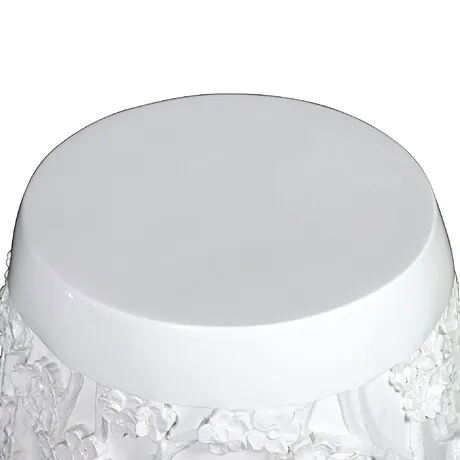 Sakura Cherry Blossom Asian Sculptural Pedestal Table: Gloss White Finish