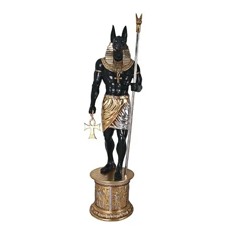 The Egyptian Grand Ruler Collection: Life-Size Anubis Statue atop a Temple Column Mount