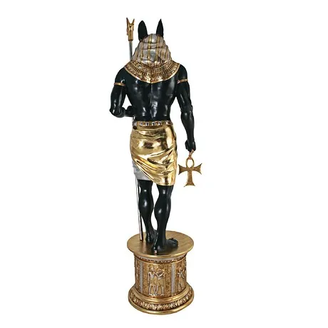 The Egyptian Grand Ruler Collection: Life-Size Anubis Statue atop a Temple Column Mount
