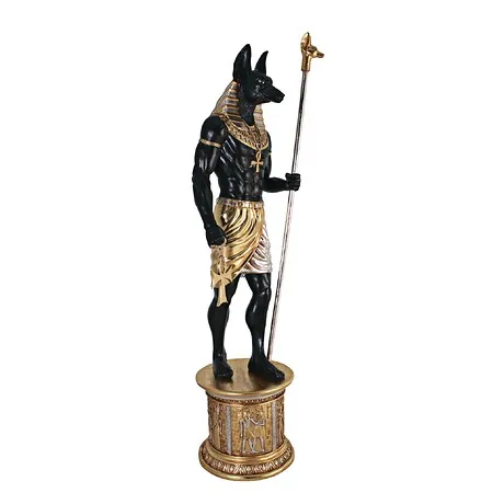 The Egyptian Grand Ruler Collection: Life-Size Anubis Statue atop a Temple Column Mount
