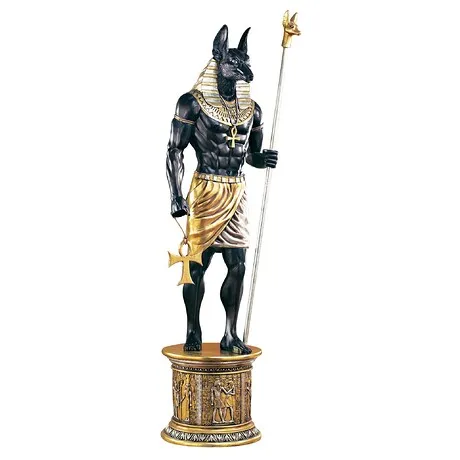 The Egyptian Grand Ruler Collection: Life-Size Anubis Statue atop a Temple Column Mount