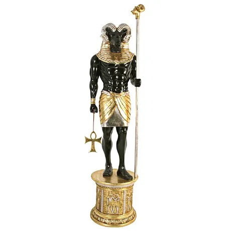 The Egyptian Grand Ruler Collection: Life-Size Khnum Statue atop a Temple Column Mount