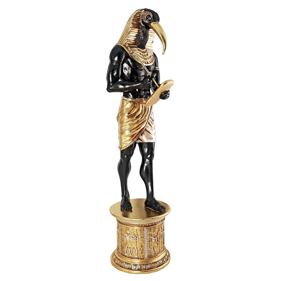 The Egyptian Grand Ruler Collection: Life-Size Thoth Statue atop a Temple Column Mount