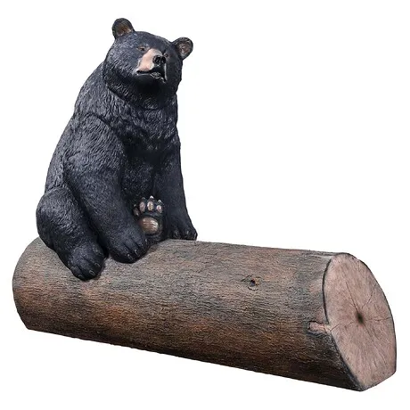 Black Bear on a Log Photo-Op Sculptural Bench