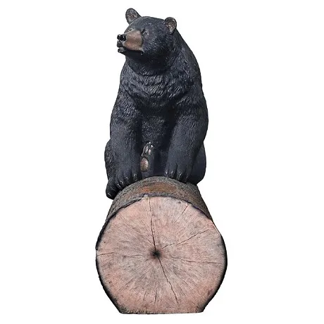 Black Bear on a Log Photo-Op Sculptural Bench