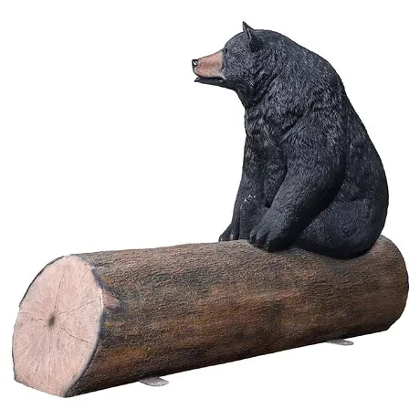 Black Bear on a Log Photo-Op Sculptural Bench