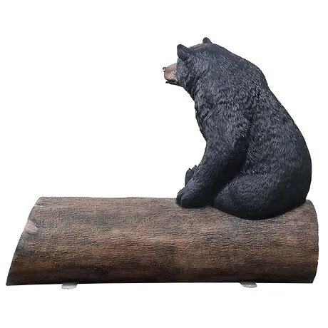 Black Bear on a Log Photo-Op Sculptural Bench