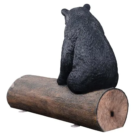 Black Bear on a Log Photo-Op Sculptural Bench