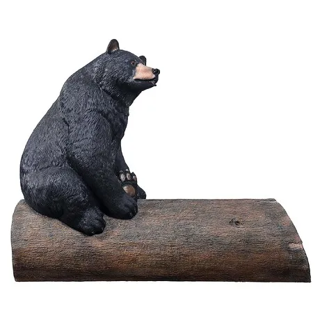 Black Bear on a Log Photo-Op Sculptural Bench