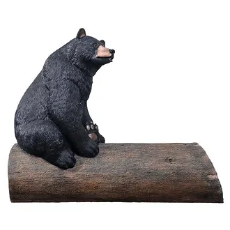 Black Bear on a Log Photo-Op Sculptural Bench