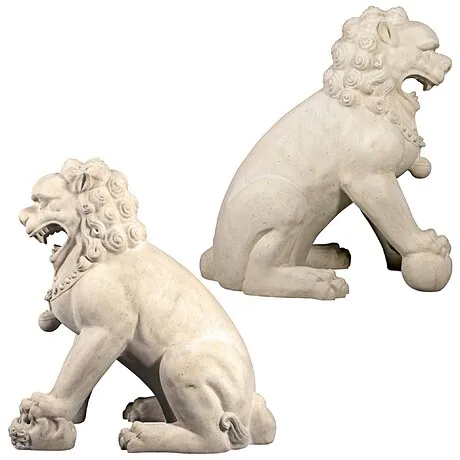 Grand Palace Chinese Lion Foo Dog Statues: Set of Male & Female (alone)