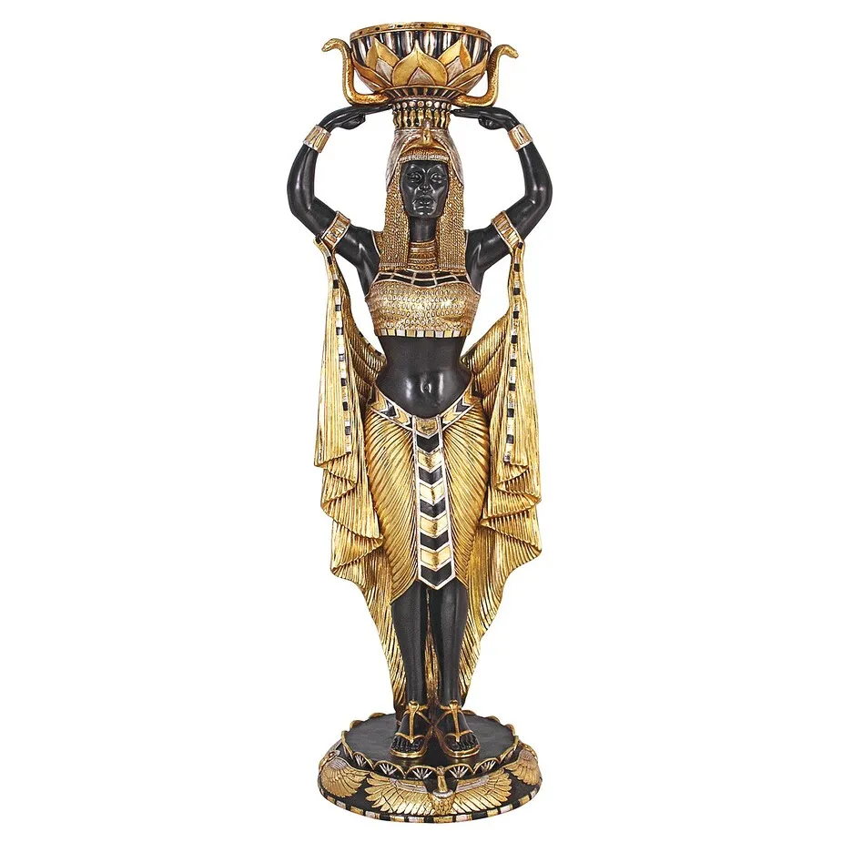Cleopatra's Egyptian Nubian Maiden with Urn: Grande-Scale Statue