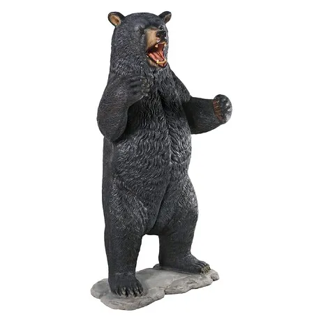 Growling Black Bear Life-Size Statue