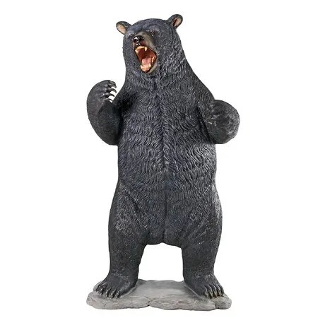 Growling Black Bear Life-Size Statue