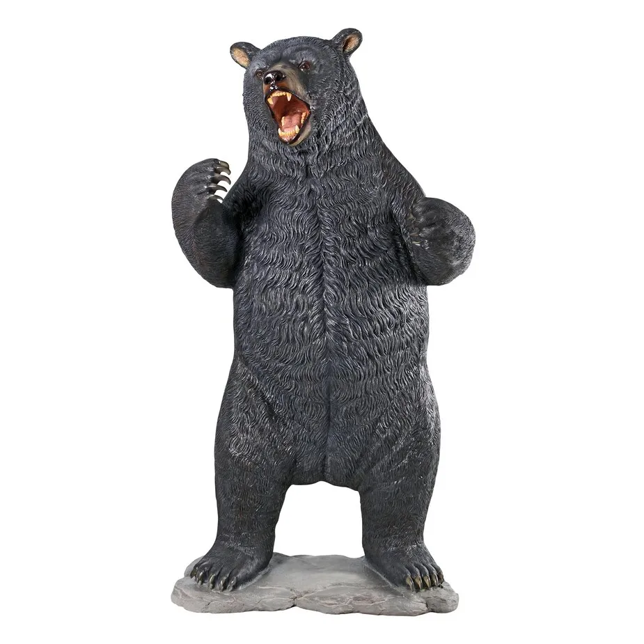 Growling Black Bear Life-Size Statue