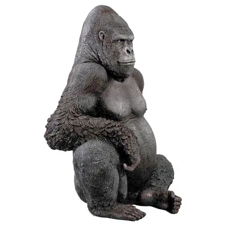 Black-Back Western Lowland Gorilla Giant Great Ape Statue