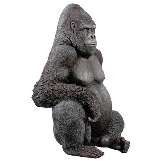 Black-Back Western Lowland Gorilla Giant Great Ape Statue