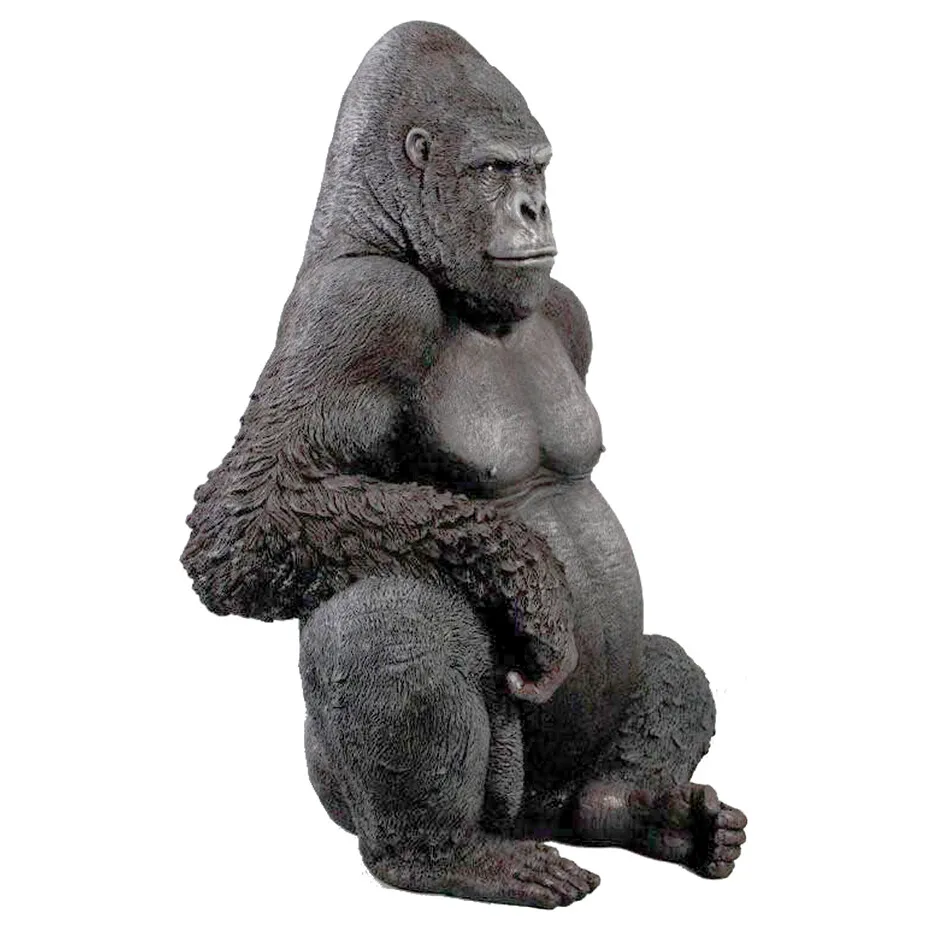 Black-Back Western Lowland Gorilla Giant Great Ape Statue