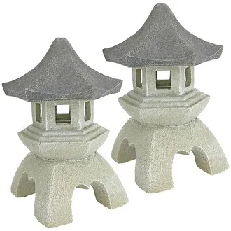 Asian Temple Pagoda Lantern Statue: Set of Two Medium