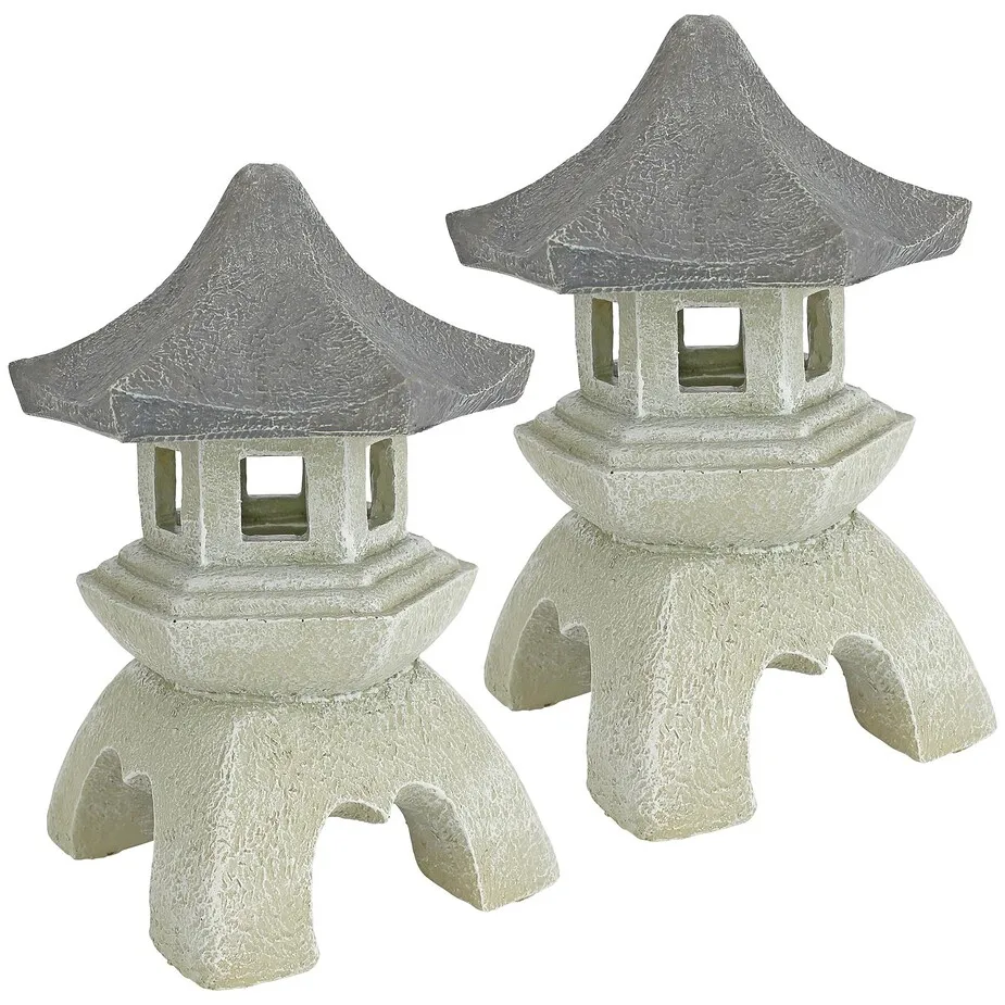 Asian Temple Pagoda Lantern Statue: Set of Two Medium