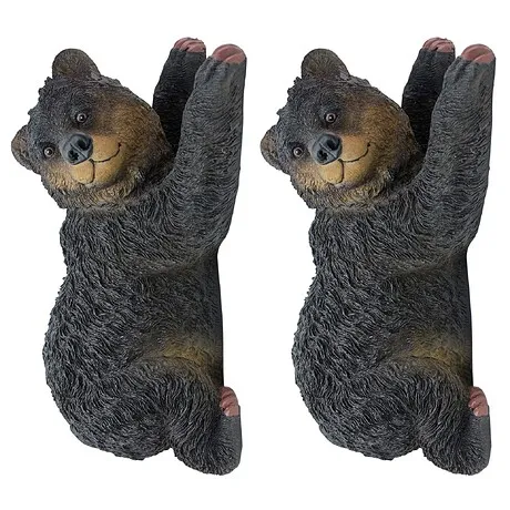 Yonva the Climbing Baby Black Bear Cub Tree Hugger Sculptures: Set of Two