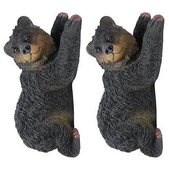 Yonva the Climbing Baby Black Bear Cub Tree Hugger Sculptures: Set of Two
