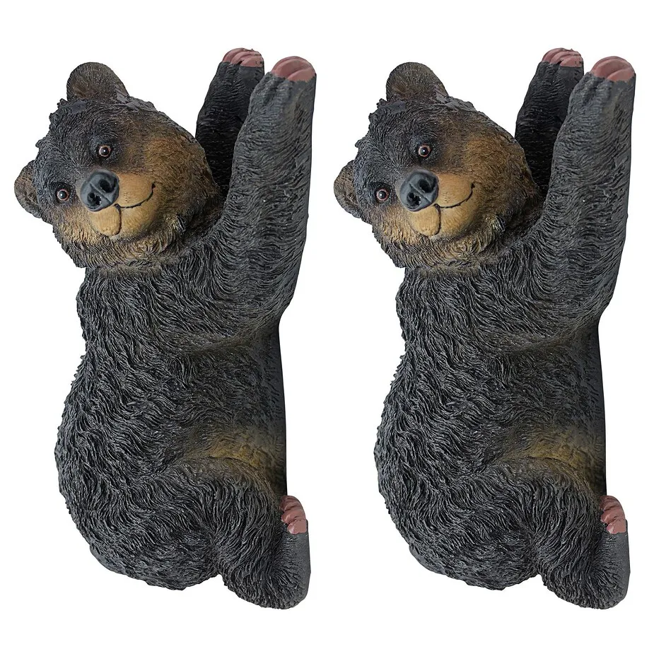 Yonva the Climbing Baby Black Bear Cub Tree Hugger Sculptures: Set of Two