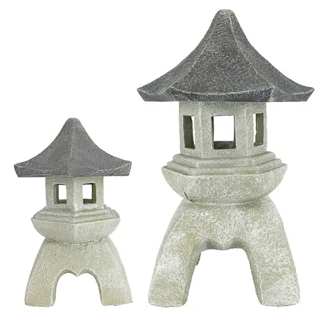 Asian Temple Pagoda Lantern Statue: Set of Medium and Large